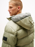 Green Tonal Logo Hooded Puffer Jacket  Men