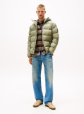 Green Tonal Logo Hooded Puffer Jacket  Men