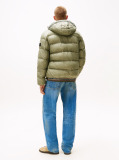 Green Tonal Logo Hooded Puffer Jacket  Men