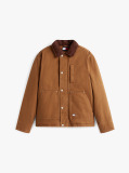 Brown Teddy Lined Corduroy Collar Chore Jacket  Men