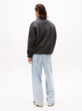 Black Tommy Badge Teddy Zip-Thru Relaxed Sweatshirt  Men