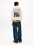Beige 90s Back Photo Print Washed Hoody  Men