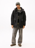 Black Water Repellent Relaxed Padded Parka Coat  Men