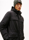 Black Water Repellent Relaxed Padded Parka Coat  Men