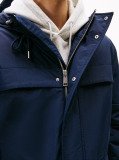 Blue Water Repellent Relaxed Padded Parka Coat  Men