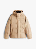 Beige Hooded Down Puffer Jacket  Men