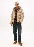 Beige Hooded Down Puffer Jacket  Men
