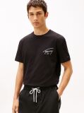 Black Signature Back Logo Crew Neck T-Shirt  Men