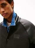 Black Back Flag Badge Varsity Jacket With Wool  Men