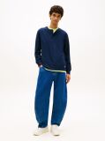 Blue Waffle Knit Long Sleeve Henley Top  Men