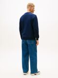 Blue Regular Tonal Flag Crew Neck Sweatshirt  Men