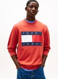 Red Regular Tonal Flag Crew Neck Sweatshirt  Men
