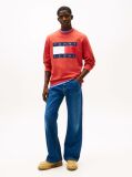 Red Regular Tonal Flag Crew Neck Sweatshirt  Men