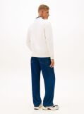 White Regular Tonal Flag Crew Neck Sweatshirt  Men