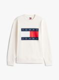 White Regular Tonal Flag Crew Neck Sweatshirt  Men
