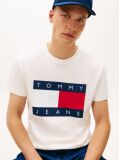 Άσπρο T-Shirt Με Κλασική Λαιμόκοψη Και Σημαία  Άνδρες