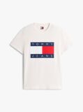 Άσπρο T-Shirt Με Κλασική Λαιμόκοψη Και Σημαία  Άνδρες