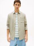 Green Regular Fit Button-Down Pure Linen Shirt  Men
