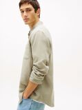 Green Regular Fit Button-Down Pure Linen Shirt  Men