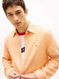 Orange Regular Fit Linen Blend Shirt  Men