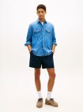 Blue Logo Relaxed Bermuda Shorts With Linen  Men