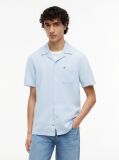 Blue Regular Fit Linen Blend Short Sleeve Shirt  Men