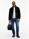 Black Teddy Contrast Texture Relaxed Jacket  Men