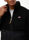 Black Teddy Contrast Texture Relaxed Jacket  Men