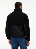 Black Teddy Contrast Texture Relaxed Jacket  Men