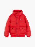 Red Logo Hooded Relaxed Puffer Jacket  Men