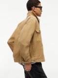 Μπεζ Oversized Overshirt Από Καμβά Με Κοτλέ Γιακά  Άνδρες