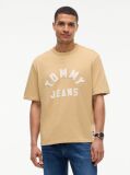 Μπεζ Oversized ΒαμβακερόT-Shirt Με Λογότυπο  Άνδρες