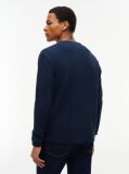 Blue Washed Waffle Knit Henley Long Sleeve T-Shirt  Men