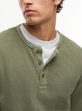 Πράσινο Μακρυμάνικο T-Shirt Με Henley Λαιμόκοψη Και Waffle Πλέξη  Άνδρες