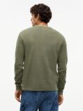Πράσινο Μακρυμάνικο T-Shirt Με Henley Λαιμόκοψη Και Waffle Πλέξη  Άνδρες