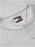 Grey Washed Waffle Knit Henley Long Sleeve T-Shirt  Men