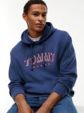 Μπλε Άνετο Σουέτ Hoody Με Λογότυπο  Άνδρες