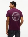 Κόκκινο Βαμβακερό  T-Shirt Με Wavy Σημαία Και Πίσω Λογότυπο  Άνδρες