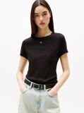 Μαύρο Essential Ριμπ T-Shirt Σε Slim Γραμμή  Γυναίκες