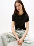 Μαύρο Essential Ριμπ T-Shirt Σε Slim Γραμμή  Γυναίκες