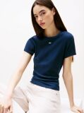 Blue Essential Slim Rib-Knit T-Shirt  Women