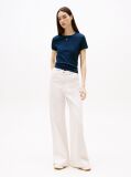 Blue Essential Slim Rib-Knit T-Shirt  Women
