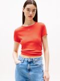 Πορτοκαλί Essential Ριμπ T-Shirt Σε Slim Γραμμή  Γυναίκες