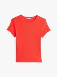 Πορτοκαλί Essential Ριμπ T-Shirt Σε Slim Γραμμή  Γυναίκες