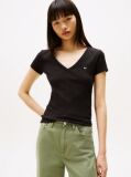 Μαύρο Essential T-Shirt Σε Slim Γραμμή Με V  Γυναίκες