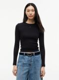 Black Ribbed Slim Long Sleeve T-Shirt  Women