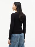 Black Ribbed Slim Long Sleeve T-Shirt  Women