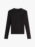 Black Ribbed Slim Long Sleeve T-Shirt  Women
