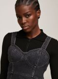 Black Bustier Fitted Denim Mini Dress  Women