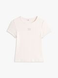 Beige Slim Badge Rib Tee  Women